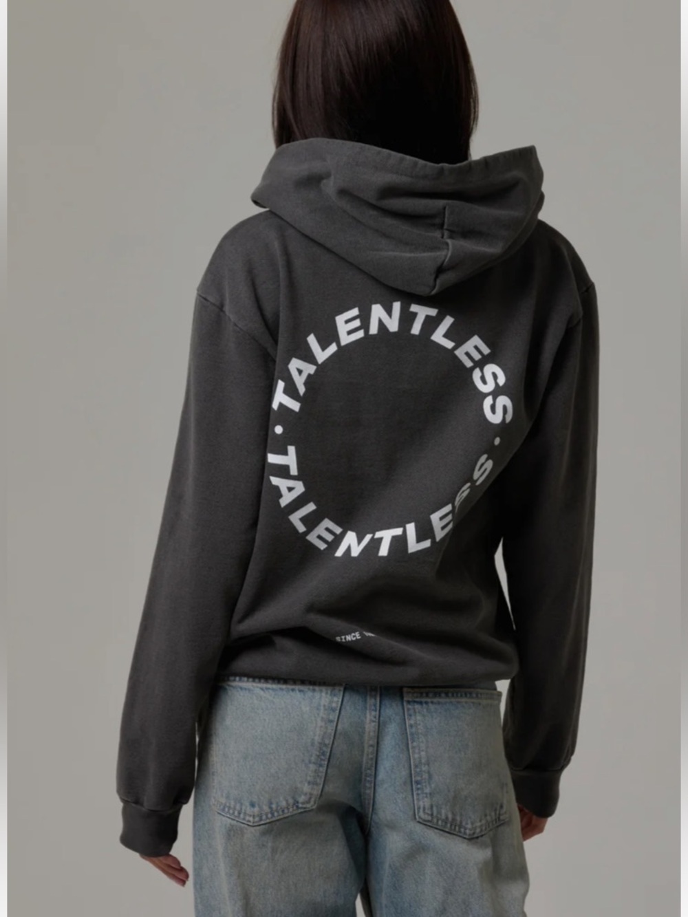 TALENTLESS CIRCLE LOGO COTTON HEAVYWEIGHT STEEL GRAY HOODIE SWEATSHIRT